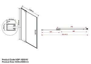 Душевая дверь Vincea Extra VDP-1E9010CGB 900/1000 купить в интернет-магазине Sanbest