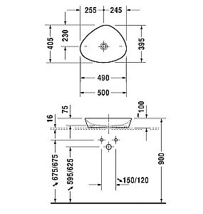 Раковина накладная Duravit Cape Cod 50 2339500000 белая купить в интернет-магазине Sanbest