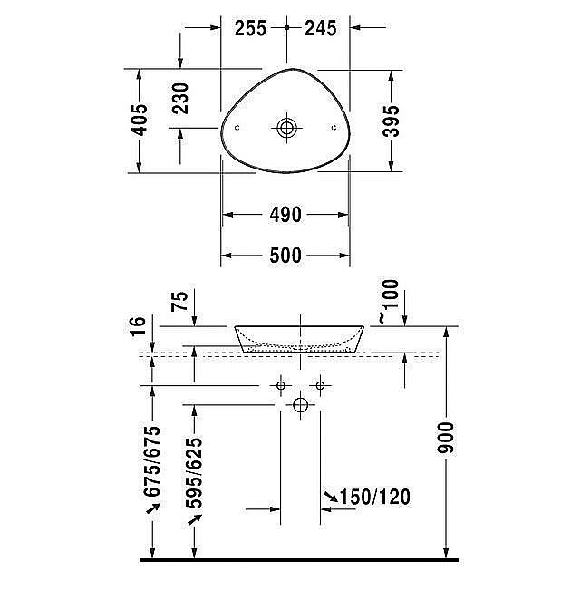 Раковина накладная Duravit Cape Cod 50 2339500000 белая купить в интернет-магазине Sanbest