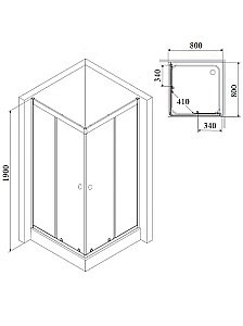 Душевой уголок Parly QZ81B N 80х80 стекло прозрачное/профиль черный купить в интернет-магазине Sanbest