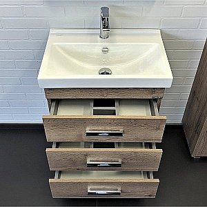 Тумба с раковиной Comforty Никосия 00-00008852 60 дуб темный для ванной в интернет-магазине Sanbest