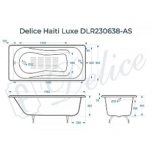 Ванна Delice Haiti Luxe Elite 170х80 DLR230636-AS 170х80 белая купить в интернет-магазине Sanbest