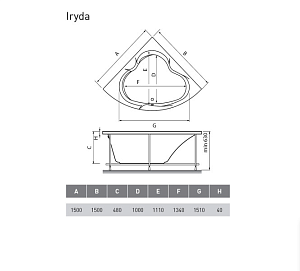 Ванна акриловая Vayer Iryda 150x150 купить в интернет-магазине Sanbest