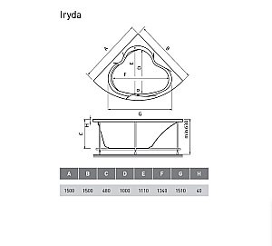 Ванна акриловая Vayer Iryda 150x150 купить в интернет-магазине Sanbest