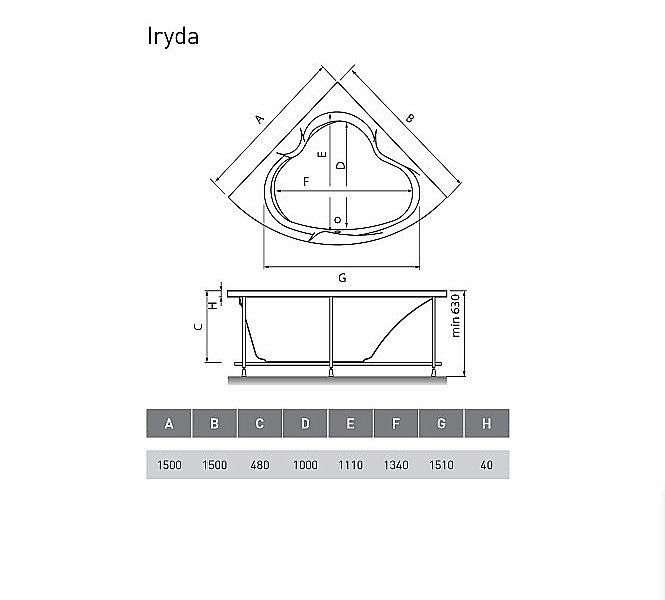 Ванна акриловая Vayer Iryda 150x150 купить в интернет-магазине Sanbest
