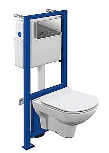 Унитаз подвесной Cersanit CITY CO DPL EO slim c инсталляцией LINK PRO/кнопка ESTETICA хром, с крышкой микролифт, безободковый купить в интернет-магазине Sanbest