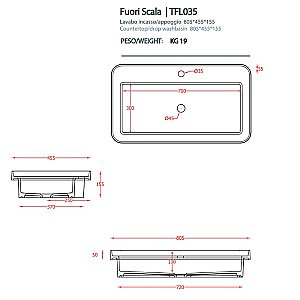 Консоль с раковиной Artceram FUORI SCALA ACA057/TFL035/ACM040 60.5 черная для ванной в интернет-магазине сантехники Sanbest