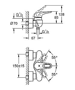 Смеситель для душа Grohe Eurostyle New 33590003 хром купить в интернет-магазине сантехники Sanbest