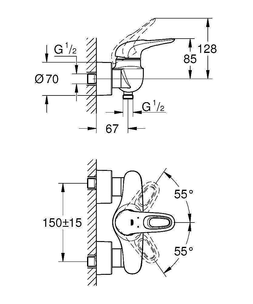 Смеситель для душа Grohe Eurostyle New 33590003 хром купить в интернет-магазине сантехники Sanbest
