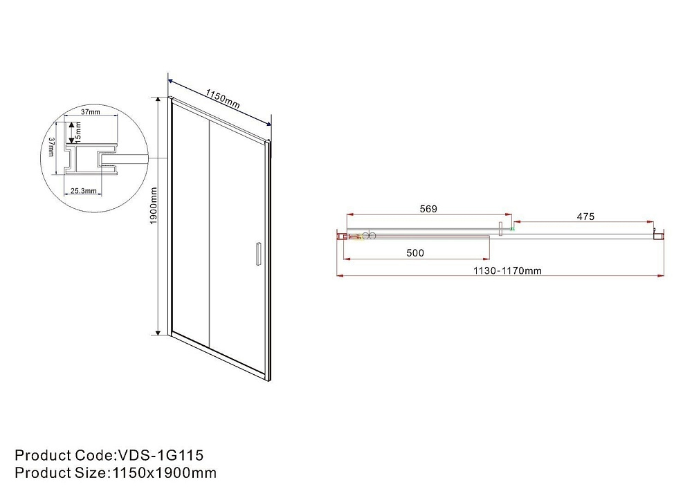 Душевая дверь Vincea GARDA VDS-1G 115 хром/шиншилла купить в интернет-магазине Sanbest