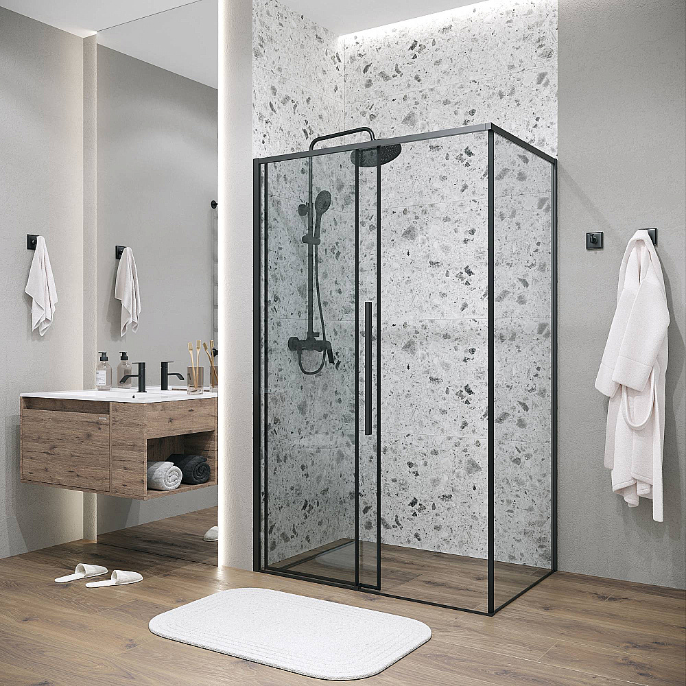 Душевой уголок Grossman Galaxy 140х100 120.K33.01.1410.21.00 стекло прозрачное/профиль черный матовый купить в интернет-магазине Sanbest