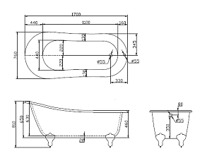 Ванна BelBagno BB06-1700 купить в интернет-магазине Sanbest