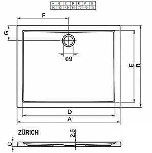 Душевой поддон Riho Zurich 270 90х80 D001013005 белый купить в интернет-магазине Sanbest