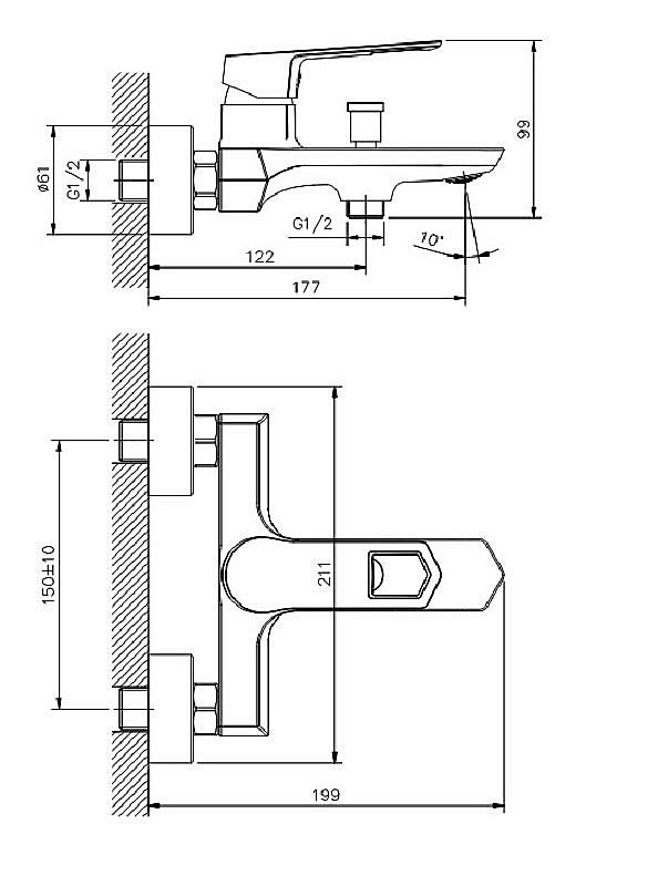 Смеситель для ванны и душа Koller Pool Grace GR0100 купить в интернет-магазине сантехники Sanbest