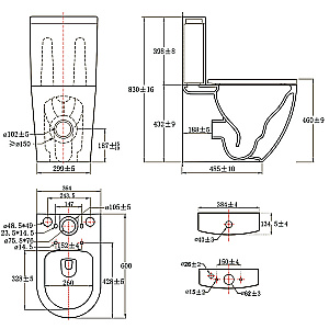 Унитаз напольный Azario Luma AZ-1253ST белый, безободковый, с бачком, с крышкой микролифт, слив торнадо купить в интернет-магазине Sanbest