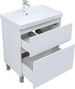 Тумба с раковиной Aquanet Вега 70 344122+329248 белая глянцевая для ванной в интернет-магазине Sanbest