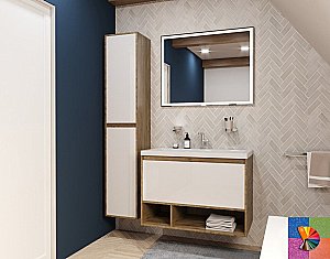 Тумба с раковиной Эстет Monaco Wood 80 подвесная 1 ящик/любой цвет тумбы и раковины с блестками под заказ для ванной в интернет-магазине Sanbest