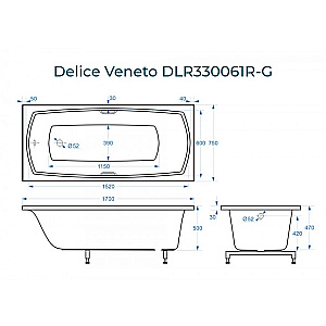 Ванна Delice Veneto DLR330061R-G 170х75 белая/ручки хром купить в интернет-магазине Sanbest