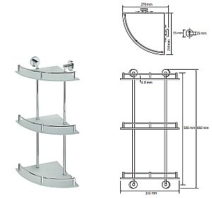 Полка стеклянная угловая тройная Bemeta Omega 104202152 27 купить в интернет-магазине сантехники Sanbest