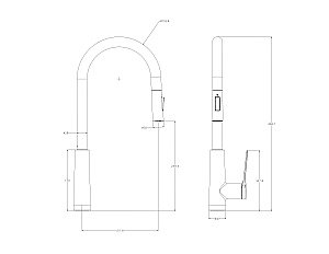 Смеситель для кухни с выдвижным изливом WONZON & WOGHAND, Темный графит (WW-A20782-BGG) купить в интернет-магазине сантехники Sanbest