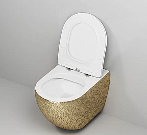 Унитаз подвесной Grossman Color GR-4411GWLS безободковый, с крышкой микролифт, золото/с декором купить в интернет-магазине Sanbest