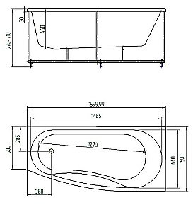 Ванна Aquatek Пандора 160х75/50 белая с панелью купить в интернет-магазине Sanbest