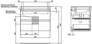 Тумба с раковиной Aquanet Вега 2.0 337954/284027 70 черный для ванной в интернет-магазине Sanbest
