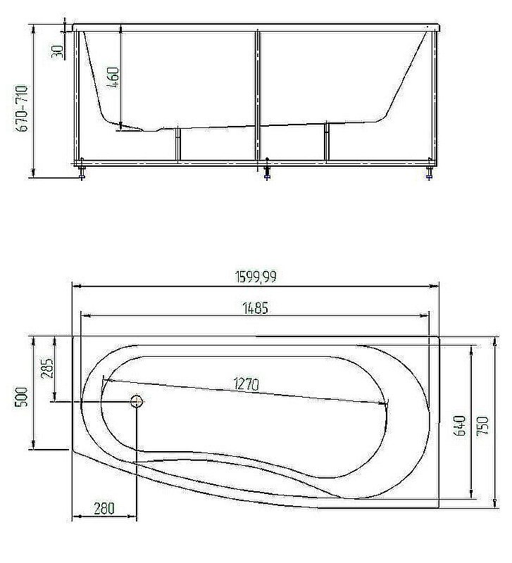 Ванна Aquatek Пандора 160х75/50 белая с панелью купить в интернет-магазине Sanbest
