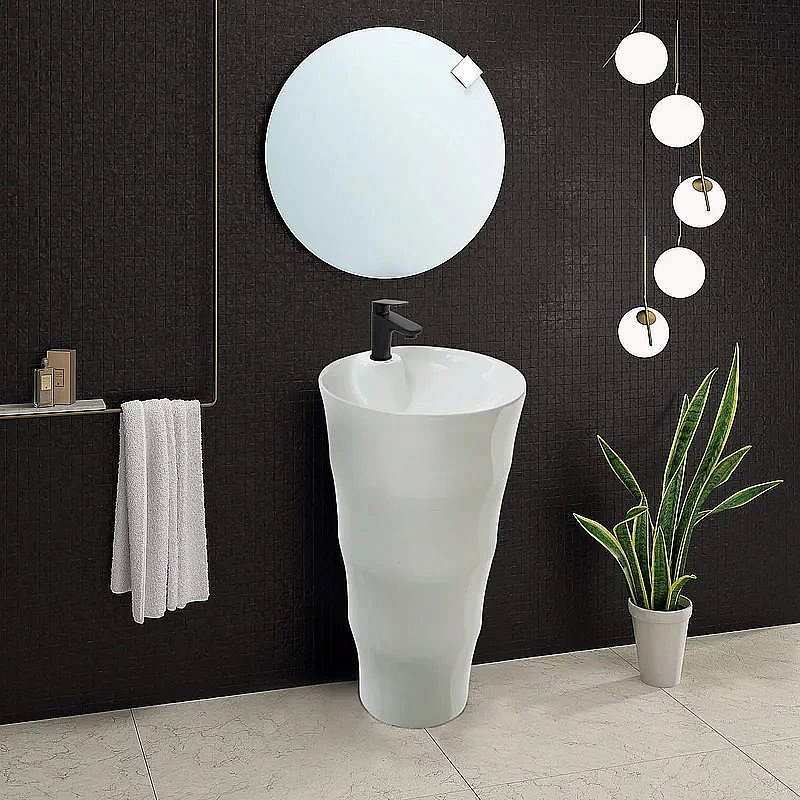 Раковина напольная WeltWasser WW LEERBACH 4242 GL-WT 42 белая купить в интернет-магазине Sanbest