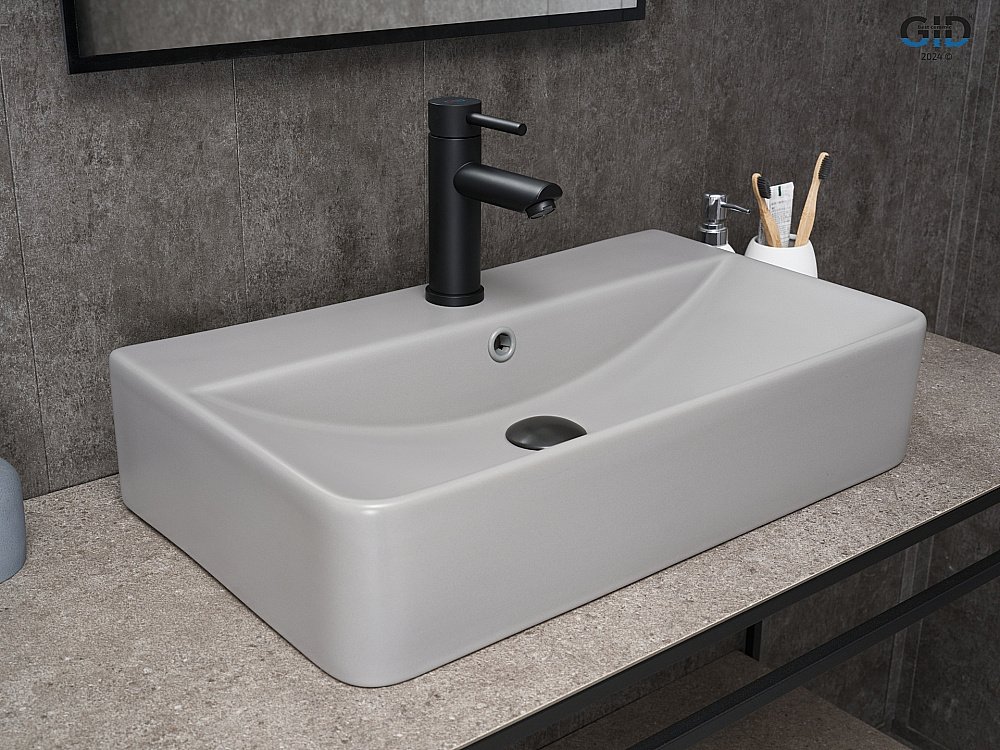 Раковина накладная Gid Gm1344 серая матовая купить в интернет-магазине Sanbest