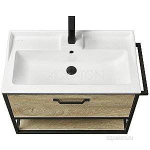 Тумба с раковиной Акватон Лофт Фабрик/Фабиа 80 дуб эндгрейн для ванной в интернет-магазине Sanbest