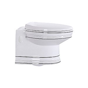 Унитаз подвесной CeramaLux 1412 белый/серебро, безободковый, с крышкой микролифт купить в интернет-магазине Sanbest