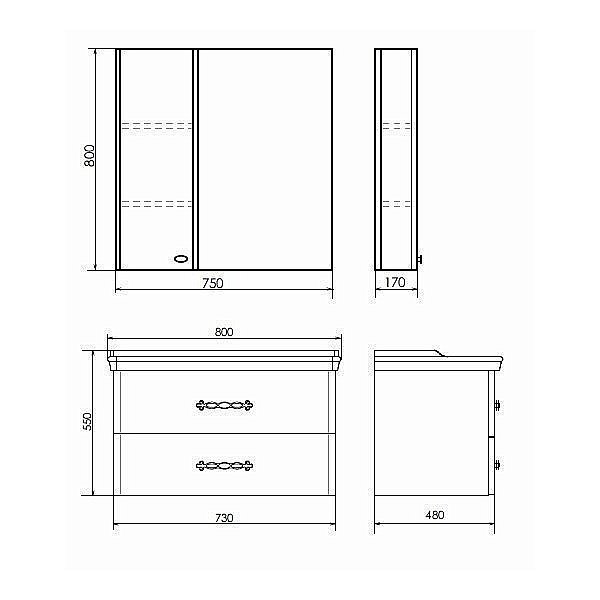 Зеркало со шкафом Comforty Неаполь 80 в ванную от интернет-магазине сантехники Sanbest