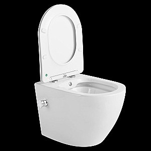 Унитаз подвесной с функцией биде CeramaLux 2196-BD белый, безободковый, с крышкой микролифт купить в интернет-магазине Sanbest