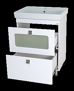 Тумба с раковиной Misty Урал - 60 Э-Ура-01060-0212Я белая для ванной в интернет-магазине Sanbest