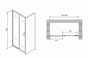 Душевая дверь Abber Schwarzer Diamant AG30100B5 100 купить в интернет-магазине Sanbest