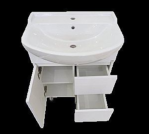 Тумба с раковиной 2 ящ. напольная Misty Амур 60 белая для ванной в интернет-магазине Sanbest