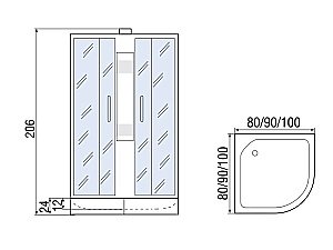 Душевая кабина Мономах С МЗ 24 90x90 без крыши купить в интернет-магазине Sanbest