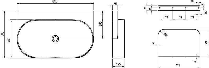 Раковина Ravak Yard 800 XJX0D080000 черный матовый купить в интернет-магазине Sanbest