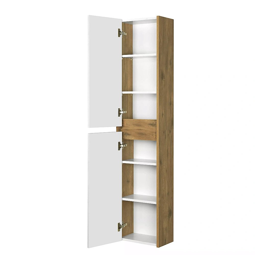 Шкаф подвесной Акватон Сканди 35 белый/дуб рустикальный для ванной в интернет-магазине сантехники Sanbest