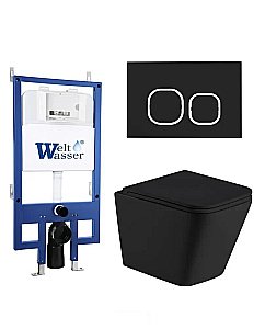 Унитаз с инсталляцией BAMBERG 545+GELBACH 043 MT-BL+BAMBERG BL черный матовый/кнопка черная, безободковый, с крышкой микролифт, слив торнадо купить в интернет-магазине Sanbest