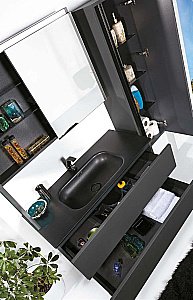 Зеркальный шкаф Armadi Art Vallessi антрацит матовый 80 купить в интернет-магазине сантехники Sanbest