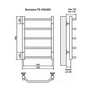 Полотенцесушитель электрический Terminus Виктория П5 400x596 левый/правый купить в интернет-магазине сантехники Sanbest