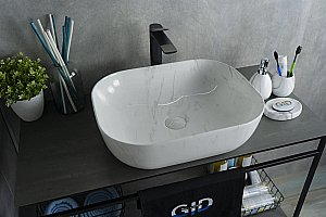 Раковина накладная Gid Geometrico 50 K397D9 53322 серый мрамор купить в интернет-магазине Sanbest