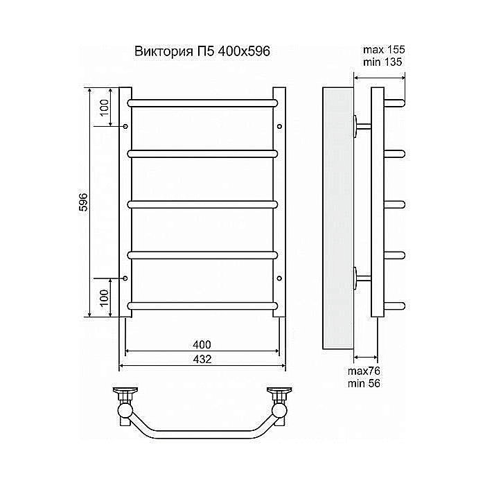 Полотенцесушитель электрический Terminus Виктория П5 400x596 левый/правый купить в интернет-магазине сантехники Sanbest