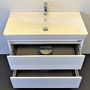 Тумба с раковиной Comforty Дублин 00-00005213 89 белый глянец для ванной в интернет-магазине Sanbest