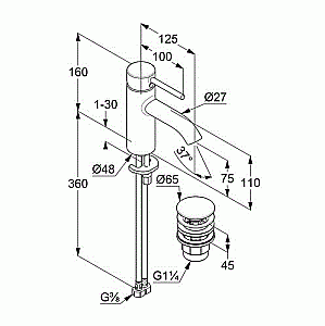 Смеситель для раковины Kludi Bozz 382663976 черный купить в интернет-магазине сантехники Sanbest