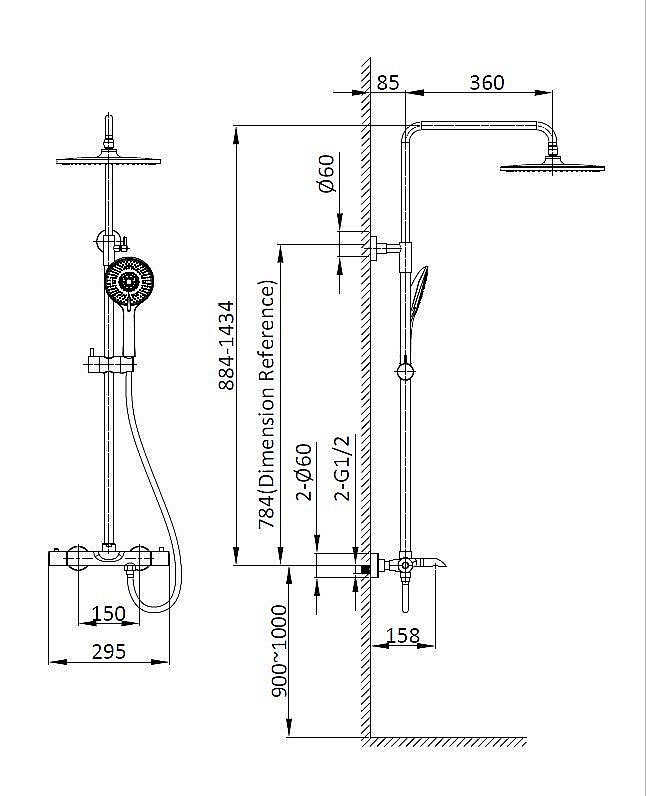 Душевая система Vincea Esse VSFS-1E1TMB черная матовая купить в интернет-магазине сантехники Sanbest