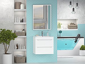 Тумба с раковиной Misty Бриз - 60 П-Бри-09060-012Я белая для ванной в интернет-магазине Sanbest