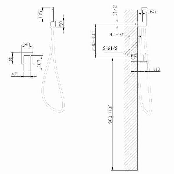 Гигиенический душ со смесителем ABBER Daheim AF8225G золото матовое купить в интернет-магазине сантехники Sanbest